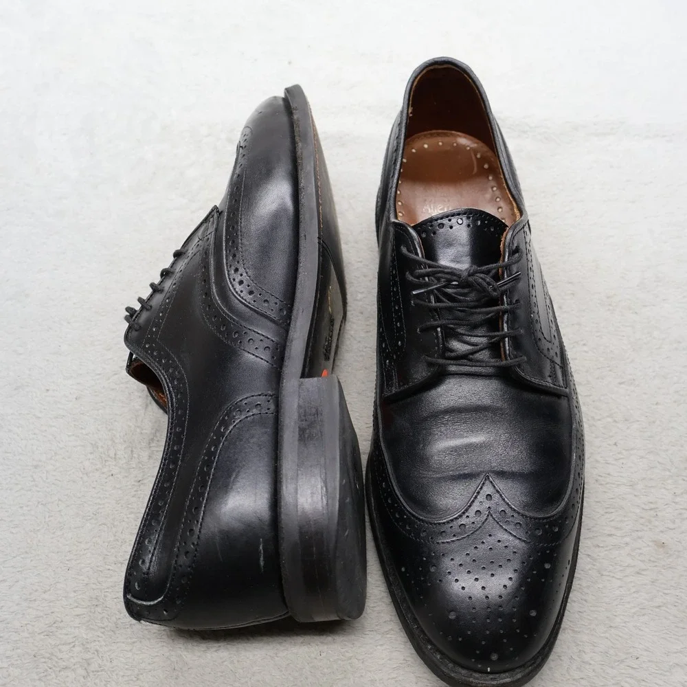 Allen Edmonds Men 9.5D Oxford Black Lombard Leather Wingtip Brogue Formal USA